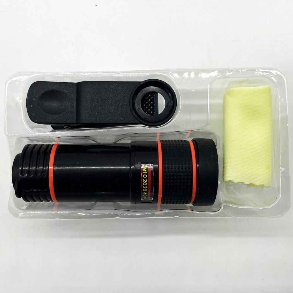 Mobile Phone Telescope 12X Zoom‎ Black Clip on Universal Cellphone Compatibility